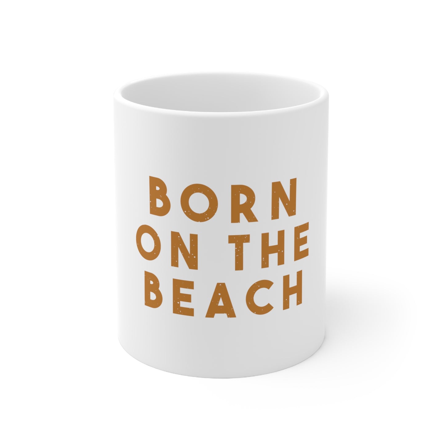 DistinctInk Glossy White Coffee / Tea Mug - Born on the Beach