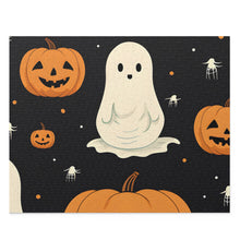 DistinctInk Jigsaw Puzzle with Spooky Skeleton Pumpkin Patch Design for Halloween