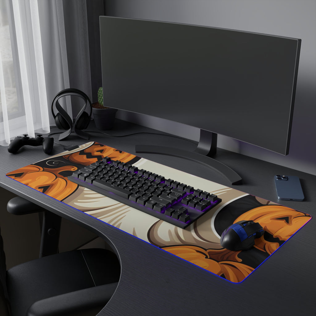 LED Gaming Mouse Pad with Haunted Skeleton Jack-O-Lantern Design for Halloween, view 27