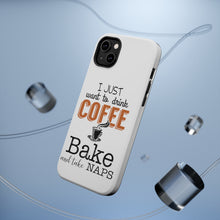 DistinctInk ToughCase for Apple iPhone, Compatible with MagSafe Charging - Just Want to Drink Coffee Bake Take Naps