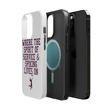 DistinctInk ToughCase for Apple iPhone, Compatible with MagSafe Charging - Spirit of Service & Spiking Lives On Tennis