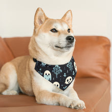 DistinctInk Adjustable Pet Banana Collar with Ghastly Skeletal Shadows Design for Halloween