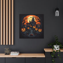 DistinctInk Canvas Wall Art with Darkness Falls on Halloween for Halloween