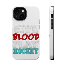 DistinctInk ToughCase for Apple iPhone, Compatible with MagSafe Charging - Give Blood Play Hockey