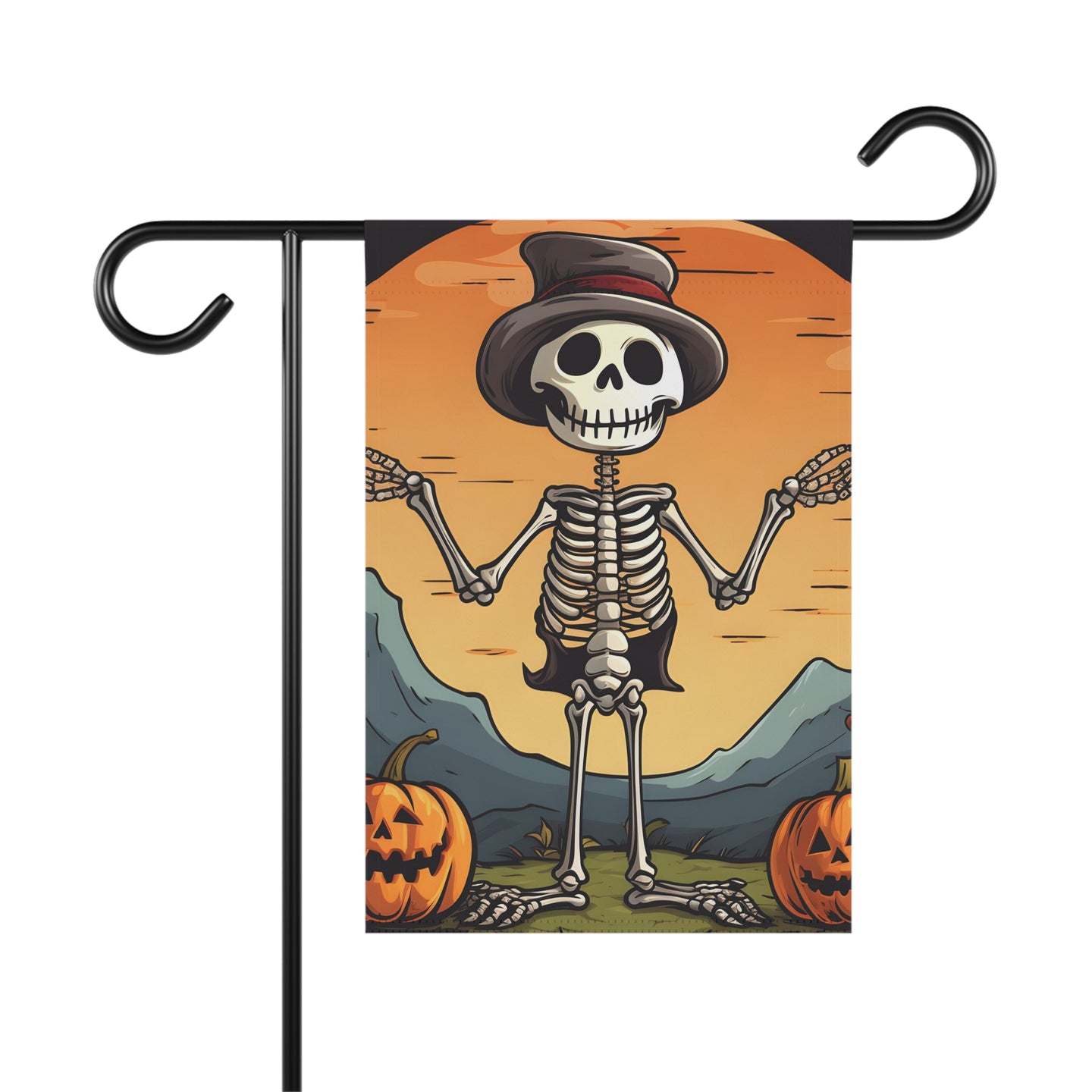 DistinctInk Garden & House Banner / Flag with Skelefun Halloween Design for Halloween