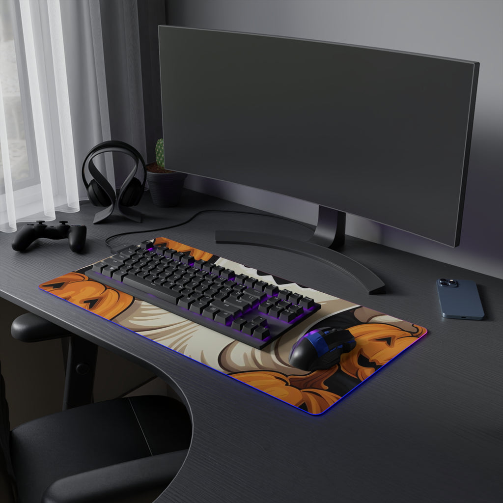 LED Gaming Mouse Pad with Haunted Skeleton Jack-O-Lantern Design for Halloween, view 15