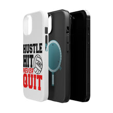 DistinctInk ToughCase for Apple iPhone, Compatible with MagSafe Charging - Hustle Hit Never Quit Volleyball
