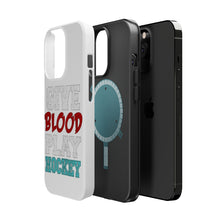DistinctInk ToughCase for Apple iPhone, Compatible with MagSafe Charging - Give Blood Play Hockey