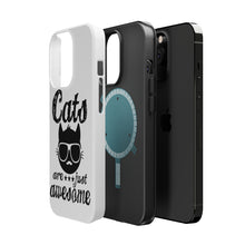 DistinctInk ToughCase for Apple iPhone, Compatible with MagSafe Charging - Cats Are Just Awesome