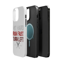 DistinctInk ToughCase for Apple iPhone, Compatible with MagSafe Charging - Hit Hard Run Fast Turn Left Baseball