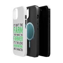 DistinctInk ToughCase for Apple iPhone, Compatible with MagSafe Charging - Hard Work & Character Make the Farmer