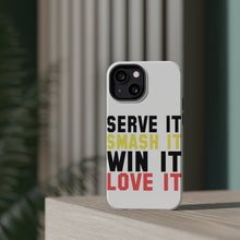 DistinctInk ToughCase for Apple iPhone, Compatible with MagSafe Charging - Serve It Smash It Win It Love It Tennis