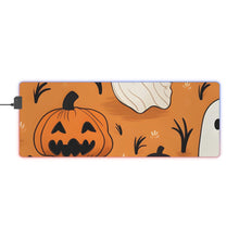 DistinctInk LED Gaming Mouse Pad with Ghost Skeleton Pumpkin Cartoons Design for Halloween