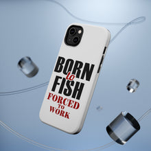 DistinctInk ToughCase for Apple iPhone, Compatible with MagSafe Charging - Born to Fish, Forced to Work
