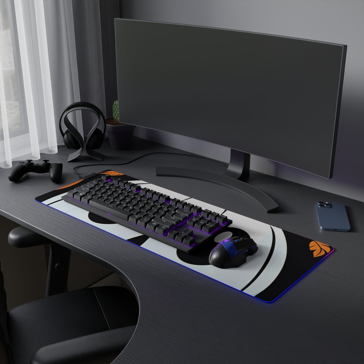 LED Gaming Mouse Pad with Ghost Skeleton Cartoon Pumpkin Design for Halloween, view 21