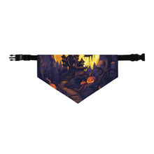 DistinctInk Adjustable Pet Banana Collar with Ghostly Ghouls in the Graveyard Design for Halloween
