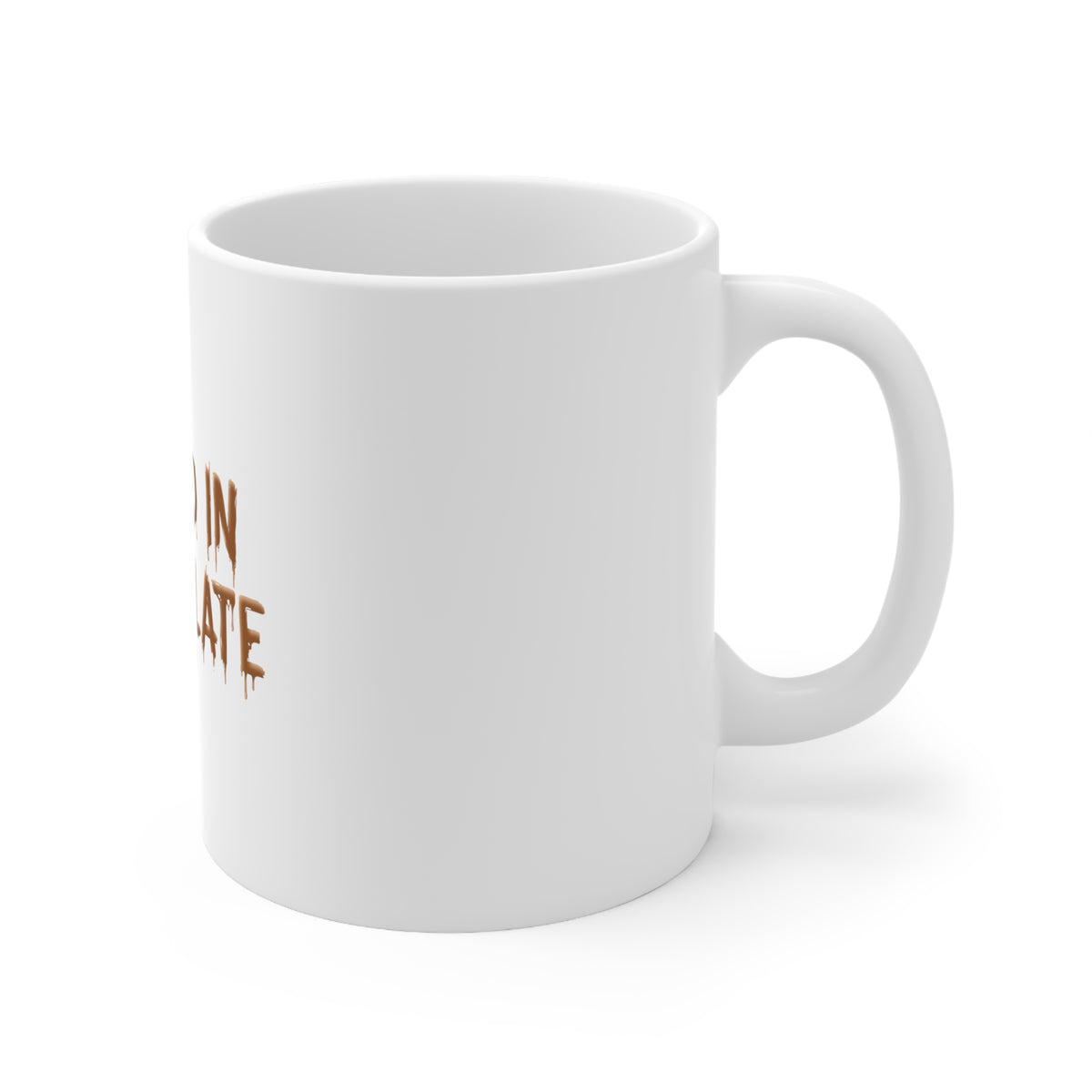 Glossy White Coffee / Tea Mug - Dipped in Chocolate, view 3