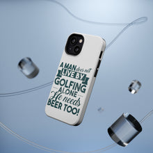 DistinctInk ToughCase for Apple iPhone, Compatible with MagSafe Charging - Live By Golfing Alone Need Beer Too