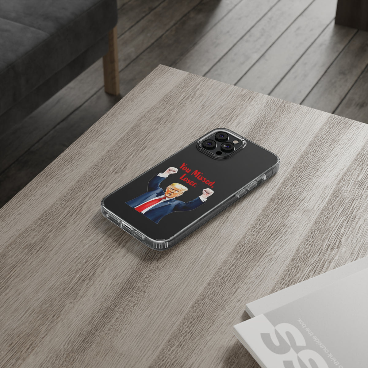 Clear Case for Apple iPhone or Samsung Galaxy - Trump "You Missed, Loser" Cartoon Design, view 43