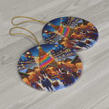 DistinctInk Hanging Ceramic Christmas Tree Ornament Charm with Gold String - Great Gift/Present - 2 3/4 inch Diameter - Prideful Winter Market