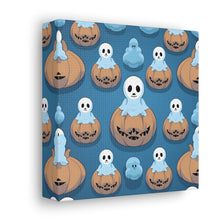 DistinctInk Canvas Wall Art with Ghost Skeleton Pumpkin Pattern for Halloween