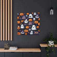 DistinctInk Canvas Wall Art with Spooky Bat-o-lanterns for Halloween