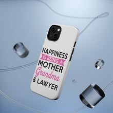 DistinctInk ToughCase for Apple iPhone, Compatible with MagSafe Charging - Happiness is Being a Mother Grandma Lawyer
