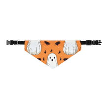 DistinctInk Adjustable Pet Banana Collar with Ghost Skeleton Cartoon Pumpkin Design for Halloween