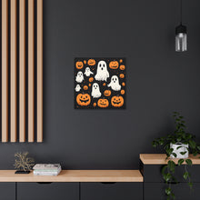 DistinctInk Canvas Wall Art with Ghost Skeleton Pumpkin Cartoon for Halloween