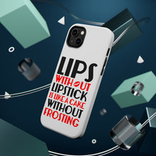 DistinctInk ToughCase for Apple iPhone, Compatible with MagSafe Charging - Lips Without Lipstick Cake Without Frosting