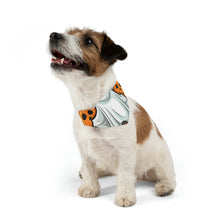 DistinctInk Adjustable Pet Banana Collar with "Spooky Skeleton Pumpkins" Design for Halloween