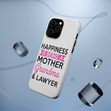 DistinctInk ToughCase for Apple iPhone, Compatible with MagSafe Charging - Happiness is Being a Mother Grandma Lawyer