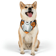 DistinctInk Adjustable Pet Banana Collar with "Spooky Skeleton Pumpkins" Design for Halloween
