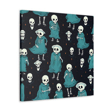 DistinctInk Canvas Wall Art with Haunted Skeleton Crew for Halloween