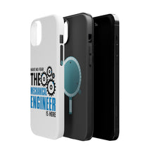 DistinctInk ToughCase for Apple iPhone, Compatible with MagSafe Charging - No Fear Mechanical Engineer is Here