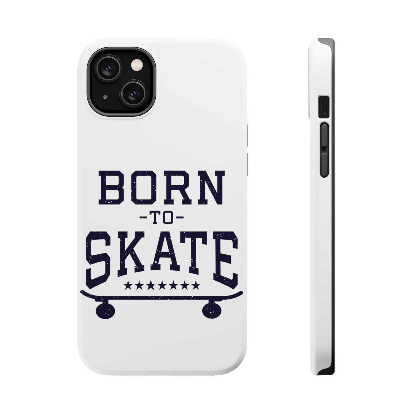 DistinctInk ToughCase for Apple iPhone, Compatible with MagSafe Charging - Born to Skate - Skating