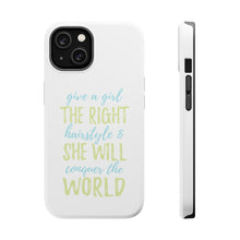 DistinctInk ToughCase for Apple iPhone, Compatible with MagSafe Charging - Girls With Right Hairstyle Will Conquer the World