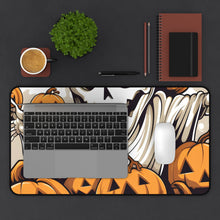 DistinctInk Desk Mat with Ghostly Skeleton and Pumpkins Design for Halloween