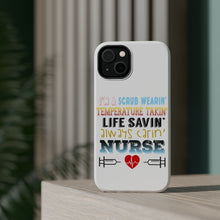 DistinctInk ToughCase for Apple iPhone, Compatible with MagSafe Charging - Scrub Wearing Temp Taking Life Saving Nurse