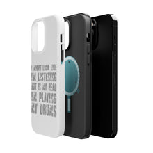 DistinctInk ToughCase for Apple iPhone, Compatible with MagSafe Charging - In My Head, I'm Playing Drums