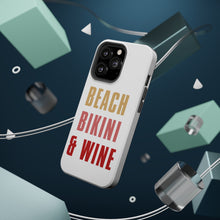 DistinctInk ToughCase for Apple iPhone, Compatible with MagSafe Charging - Beach Bikini & Wine