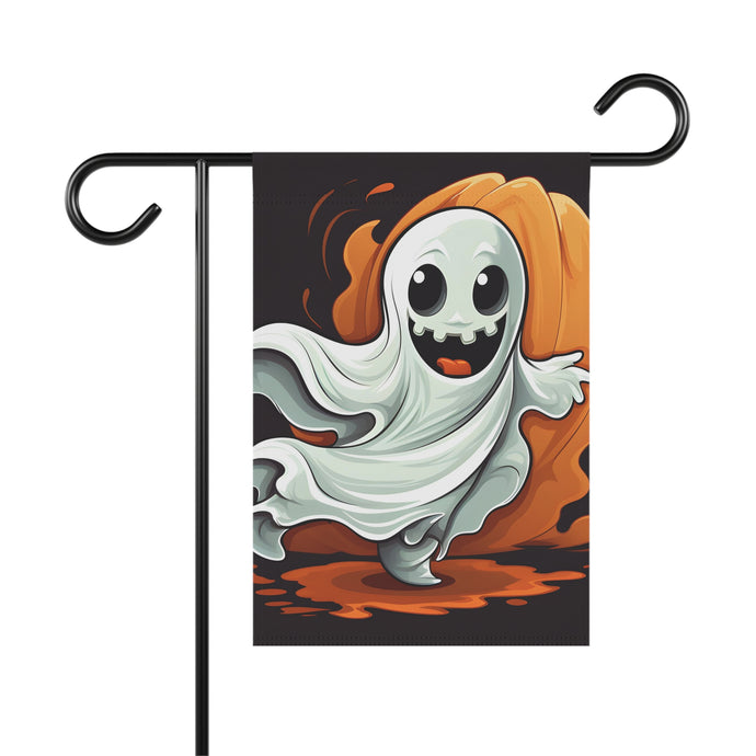 DistinctInk Garden & House Banner / Flag with Silly Specter Sprites Design for Halloween