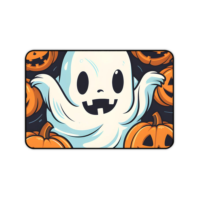 DistinctInk Desk Mat with The Ghostly Skeleton Pumpkin Design for Halloween