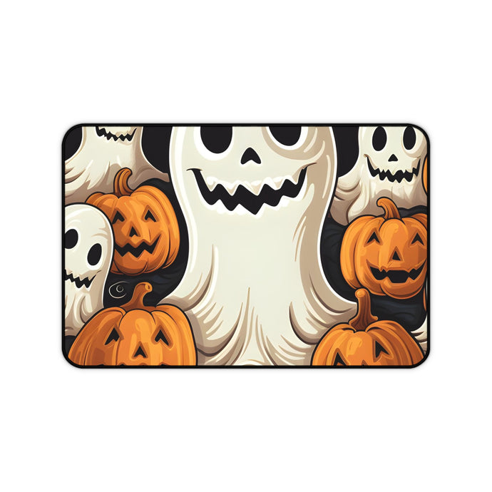DistinctInk Desk Mat with Haunted Skeleton Jack-O-Lantern Design for Halloween
