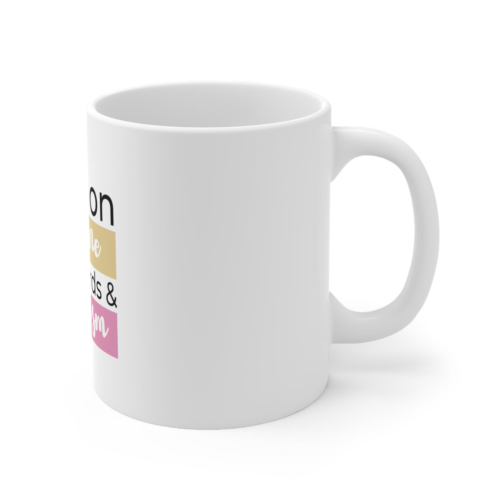 Glossy White Coffee / Tea Mug - I Run On Caffeine Cuss Words & Feminism, view 3