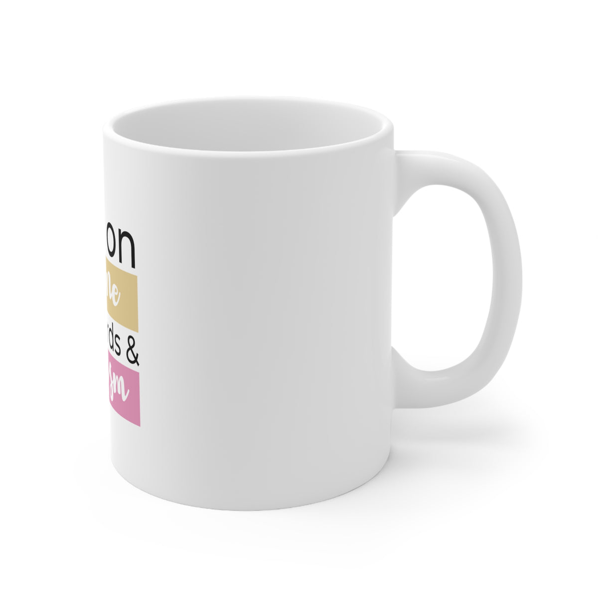 Glossy White Coffee / Tea Mug - I Run On Caffeine Cuss Words & Feminism, view 3