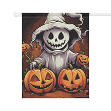 DistinctInk Garden & House Banner / Flag with Trick or Treat Ghost-O-Lantern Design for Halloween