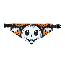 DistinctInk Adjustable Pet Banana Collar with Ghost Skeleton Cartoon Pumpkin Design for Halloween