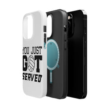 DistinctInk ToughCase for Apple iPhone, Compatible with MagSafe Charging - You Just Got Served Volleyball
