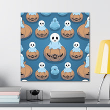 DistinctInk Canvas Wall Art with Ghost Skeleton Pumpkin Pattern for Halloween